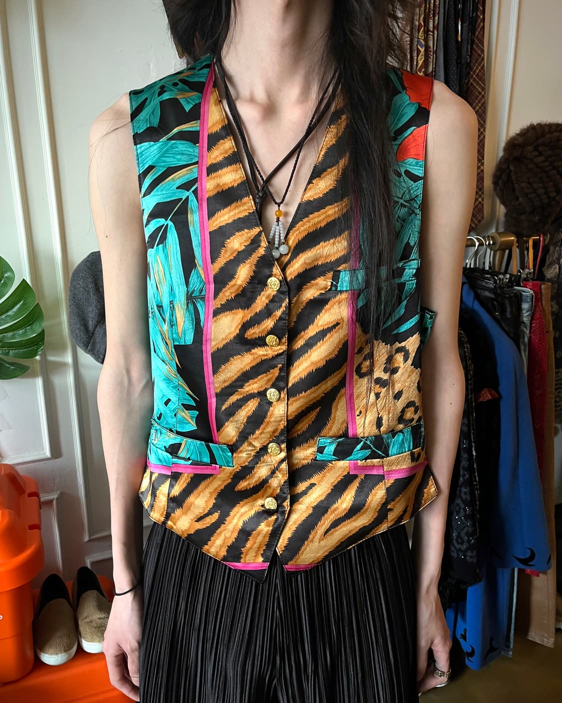 G.K 伊太利喜 Leopard Floral Pattern Vest 상품이미지3