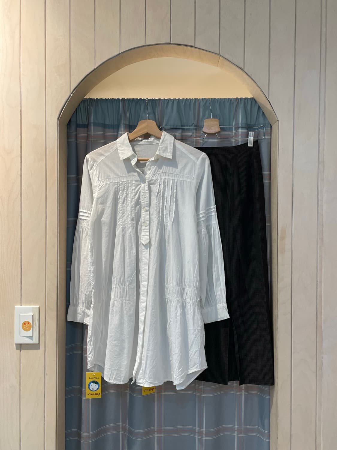 일본빈티지 밑단핀턱 패턴스커트 상품이미지3