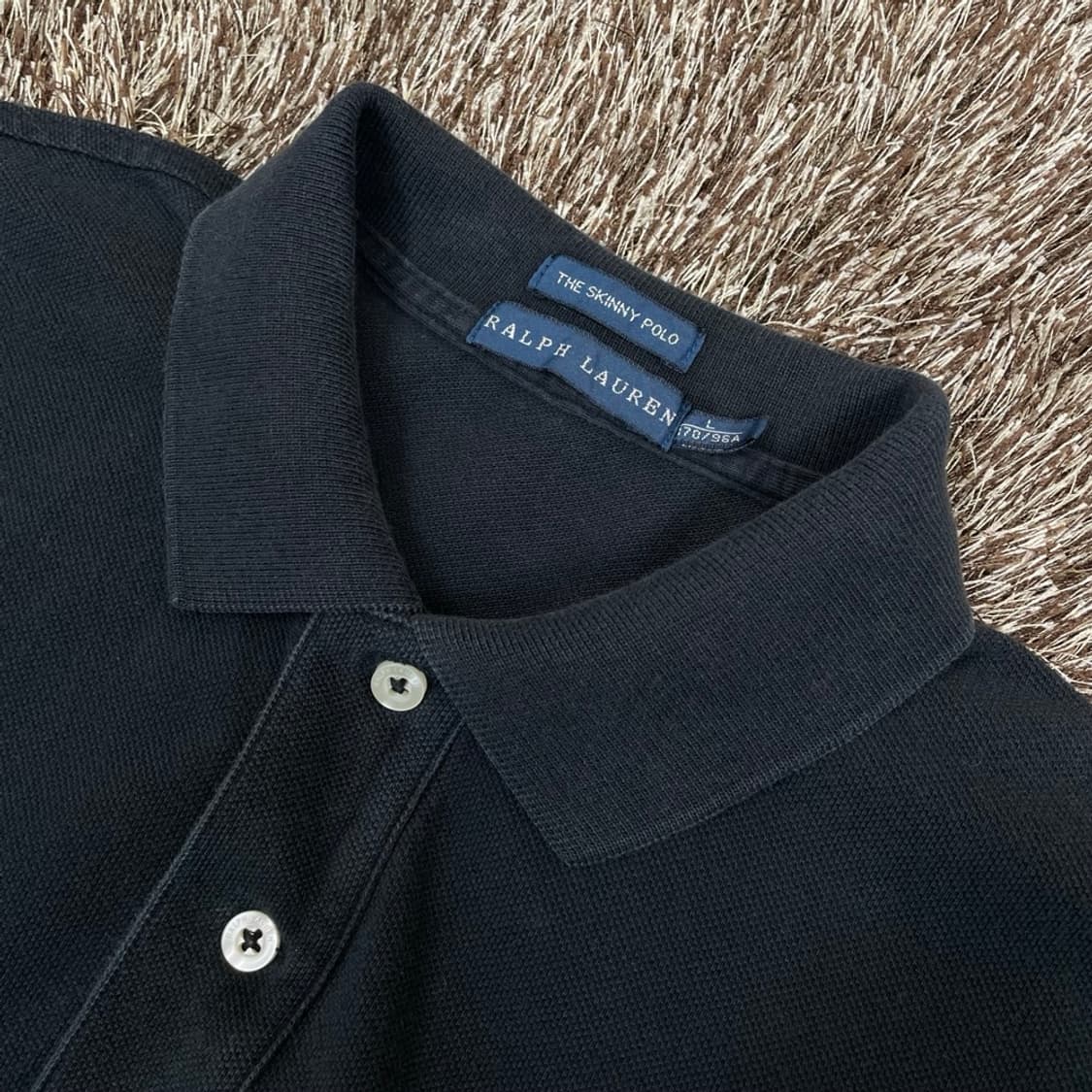 랄프 로렌 Ralph lauren 블랙 스키니핏 반팔 카라티 M 상품이미지2