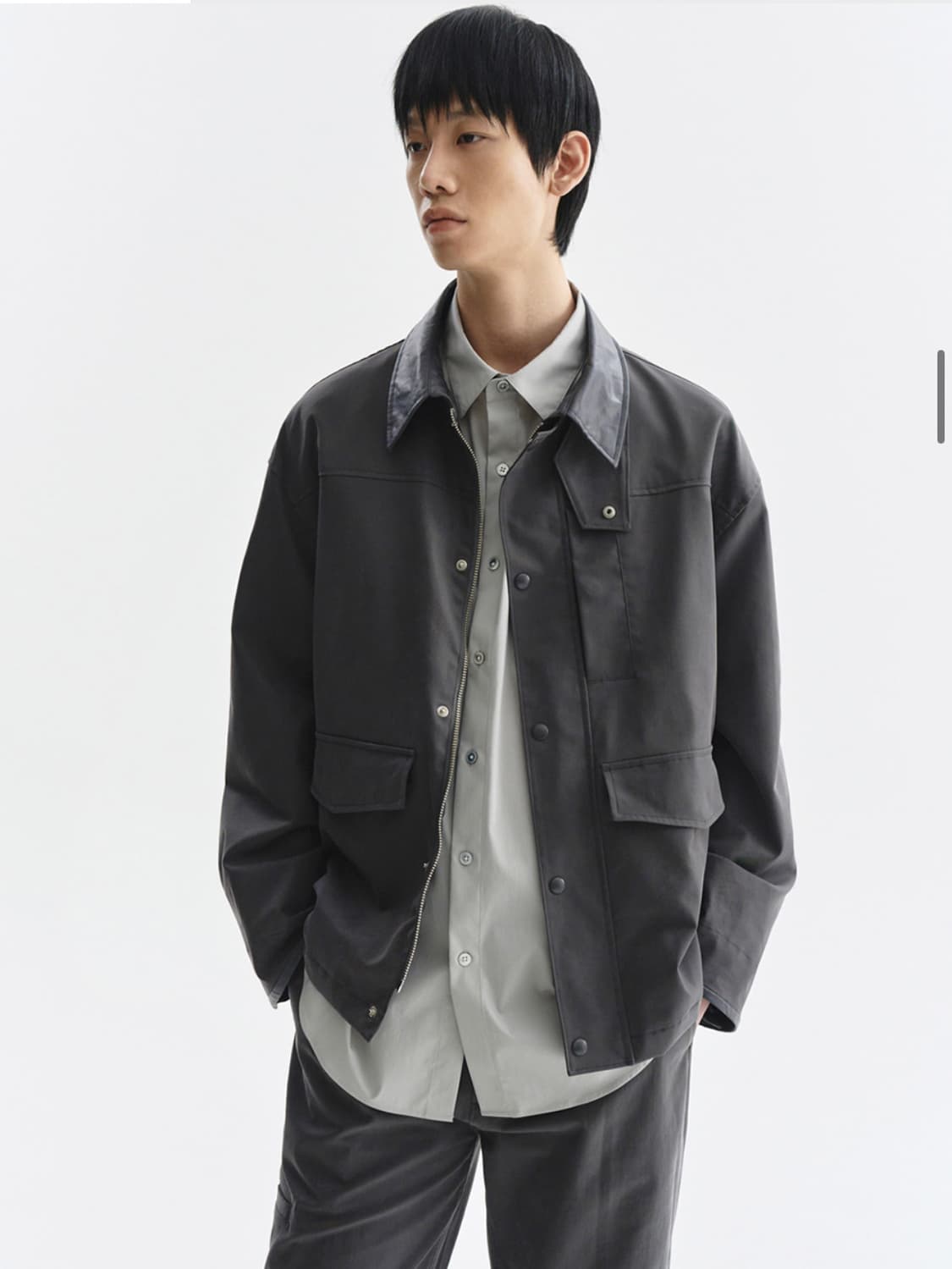 더니트컴퍼니 텐셀 코튼 헌팅자켓 차콜 L 상품이미지6