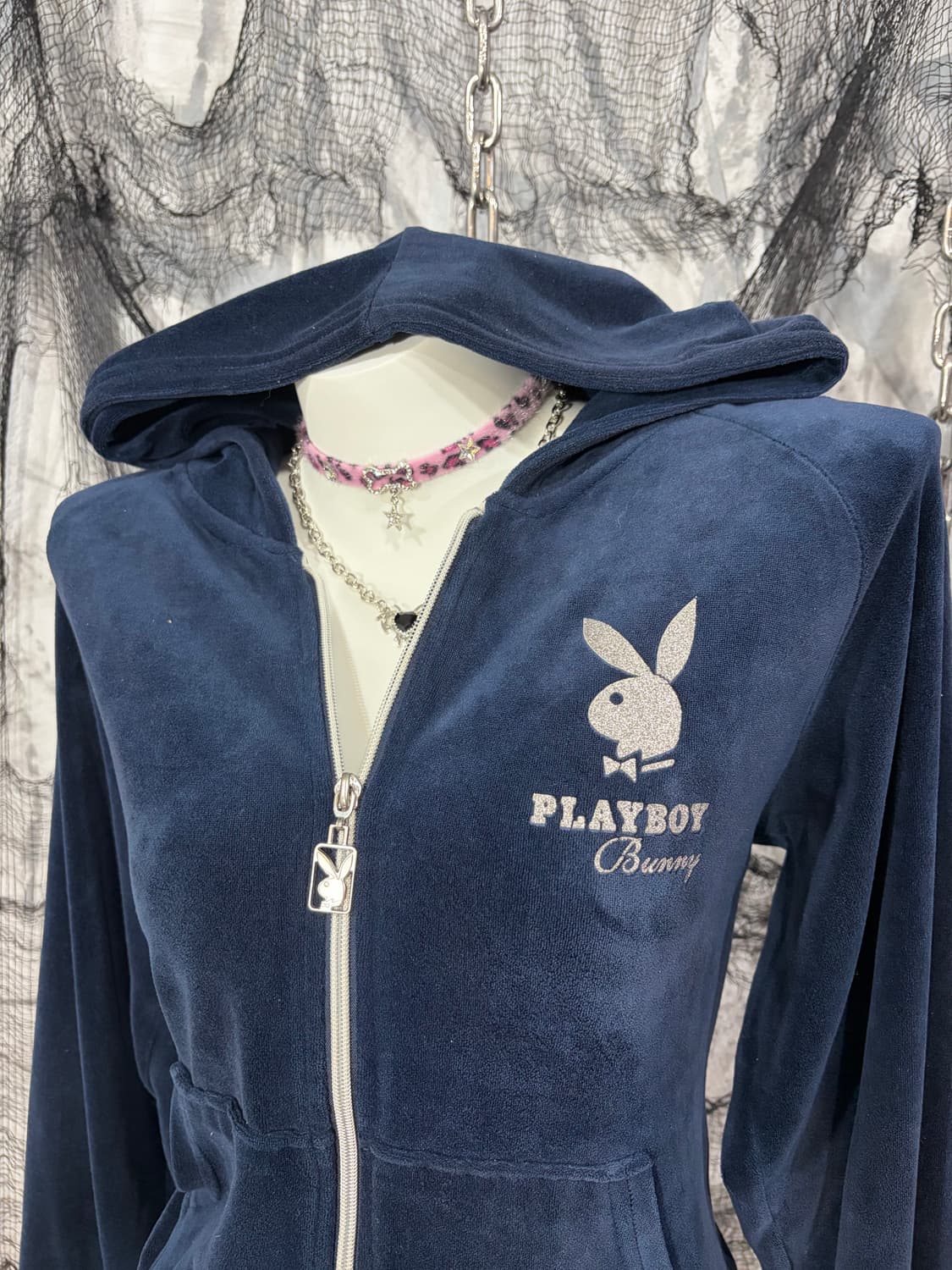 play boy bunny Velvet Glitter Hoodie Zip 상품이미지5