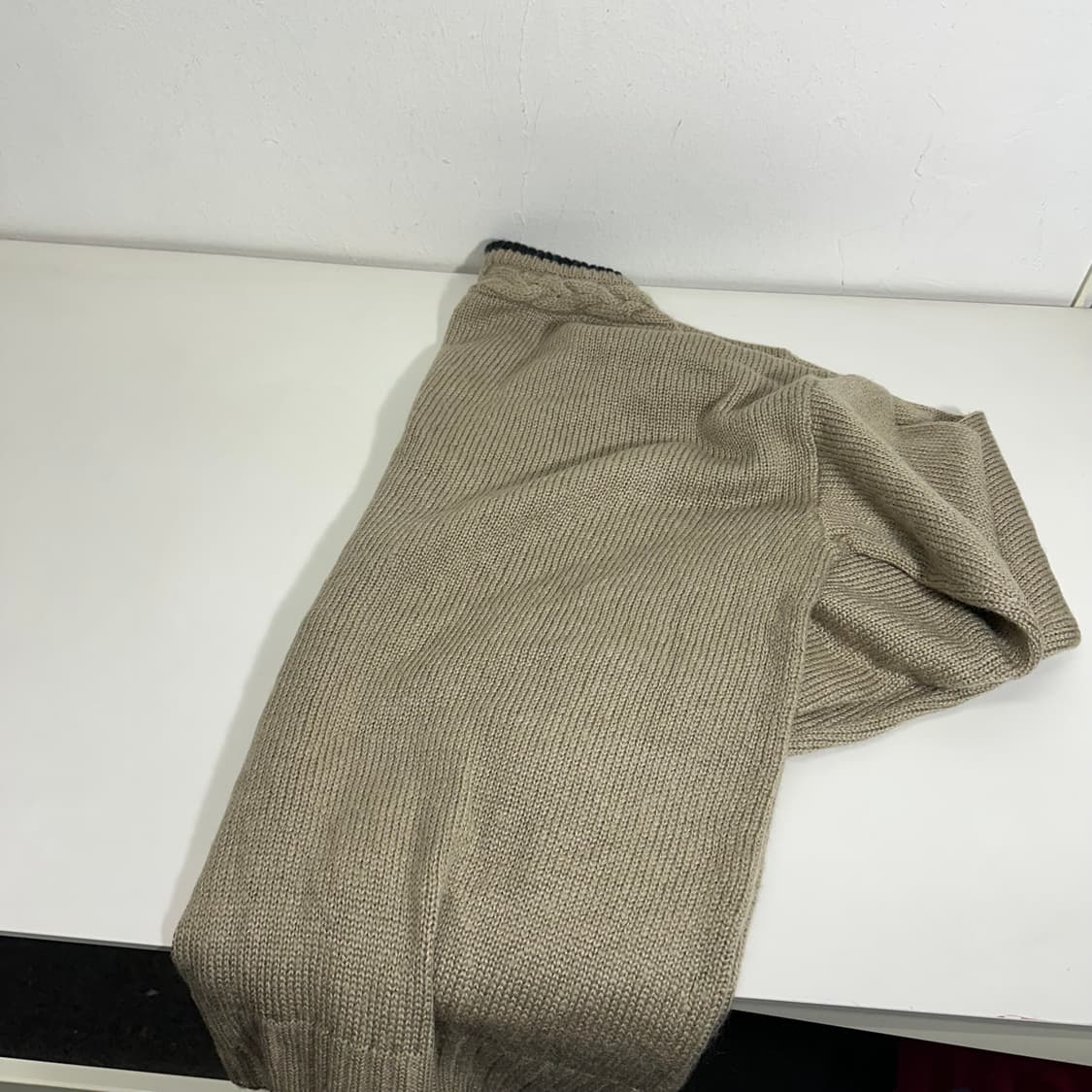 L-XL 골라 딥베이지 G로고 루즈오버핏 꽈배기가디건 상품이미지5