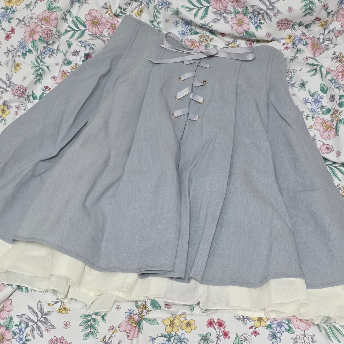 시크릿허니)일본빈티지 양산형 빅리본 코르셋 캉캉프릴 플레어치마스커트 상품이미지2