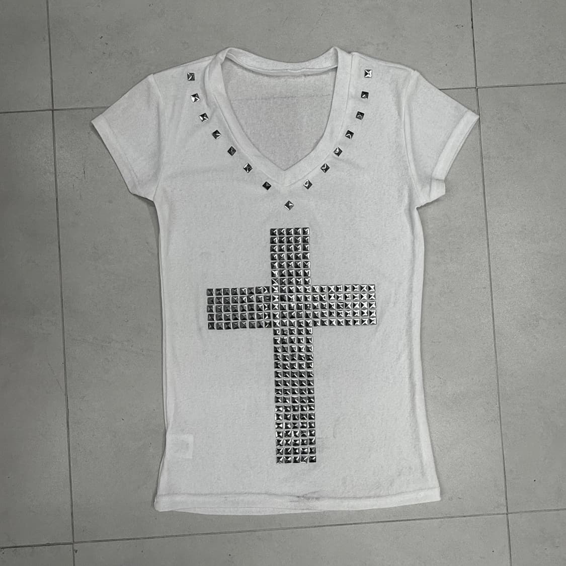 Punk stud cross t-shirt 상품이미지3