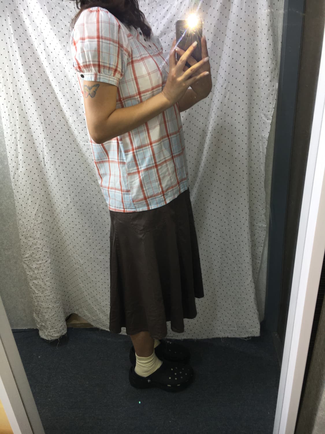 브라운 미디 스커트 상품이미지5