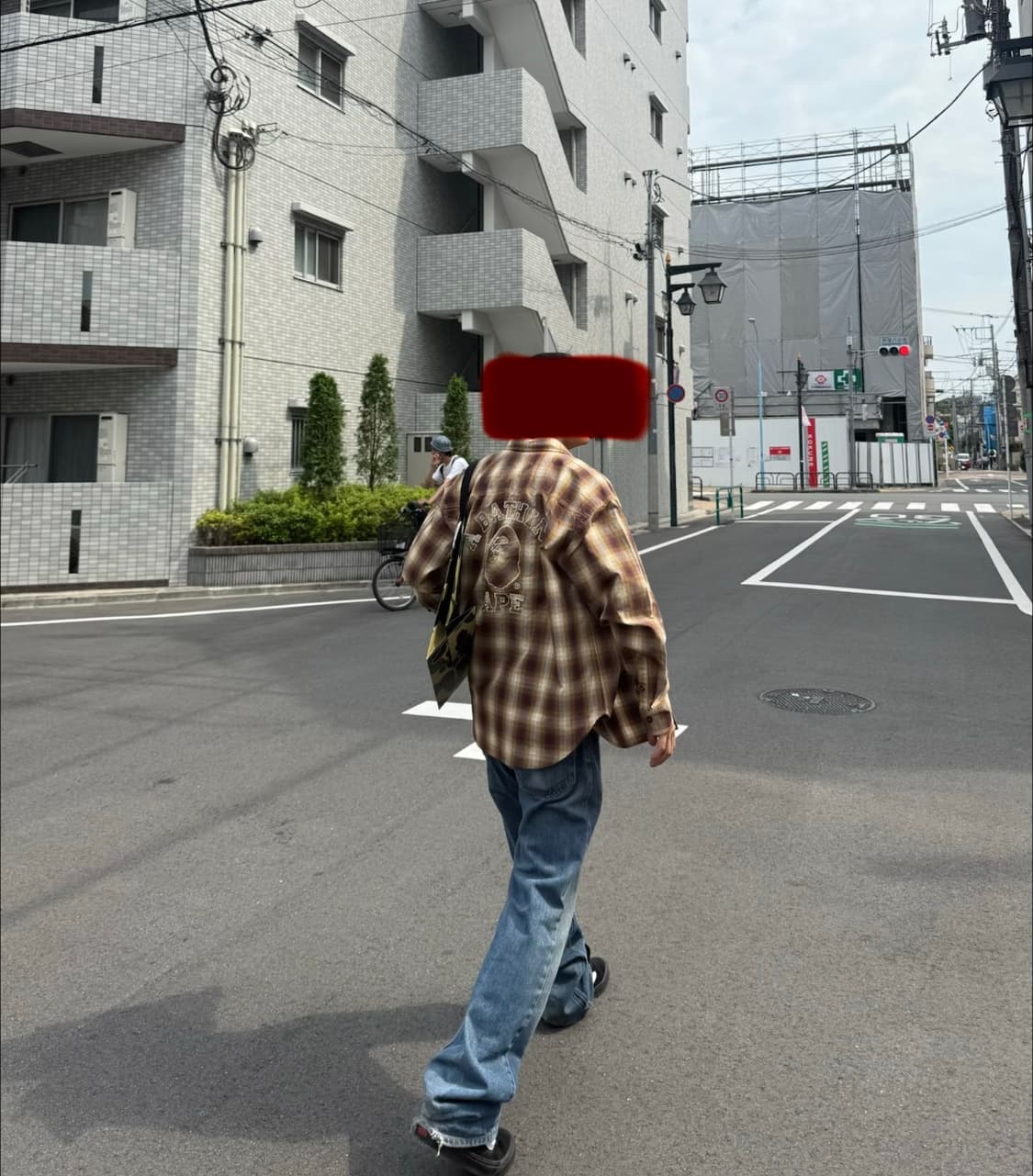 M)베이프 옴브레 체크 컬리지 릴렉스드 핏 셔츠 옐로우 상품이미지4