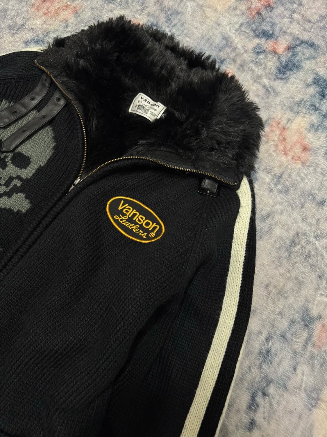 Vanson leather skull trimming fur jacket 상품이미지4