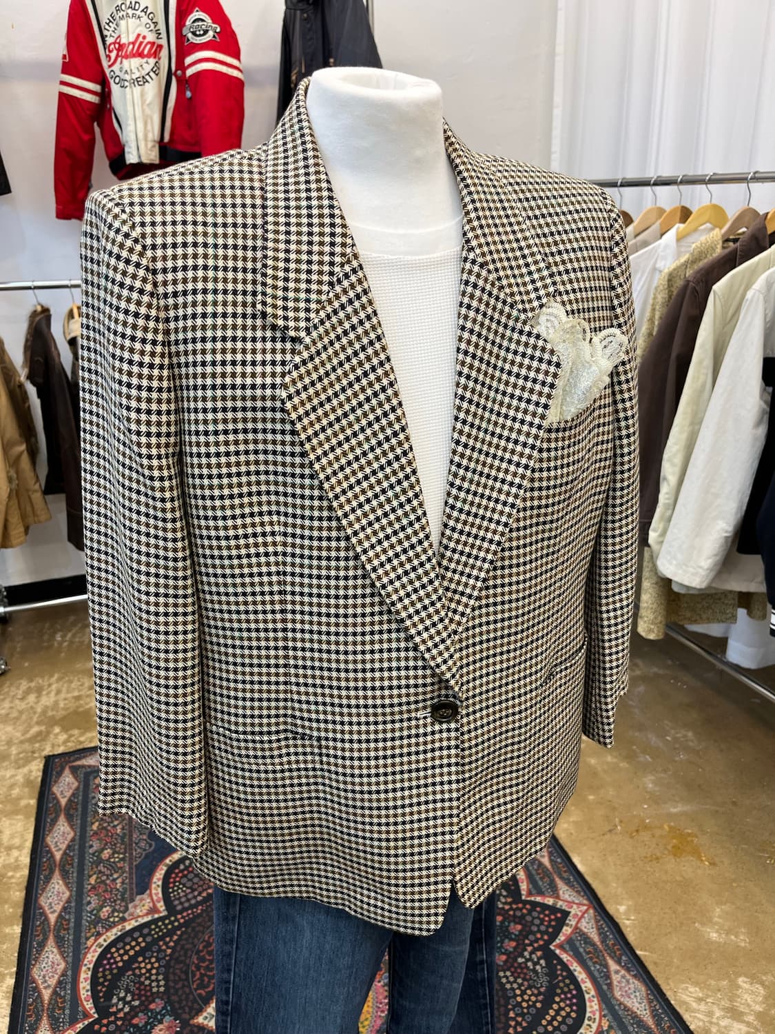 80s 버버리 울 블렌드 체크 테일러드 자켓 상품이미지1