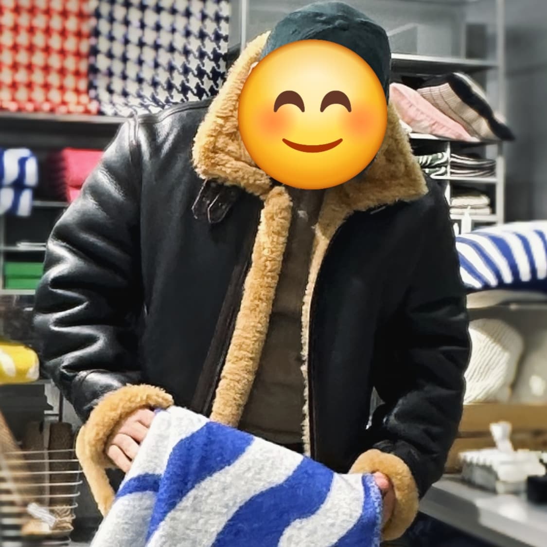 B3 무스탕 레더자켓 착샷o 상품이미지4