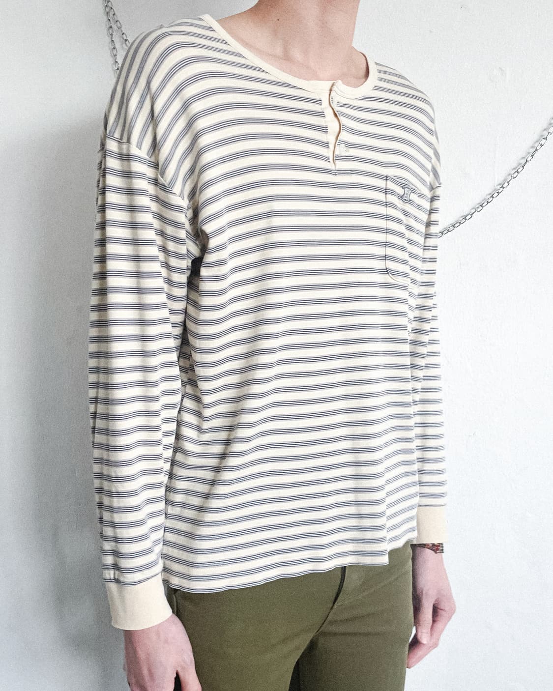 90s 셀린느 투버튼 스트라이프 롱슬리브 상품이미지3