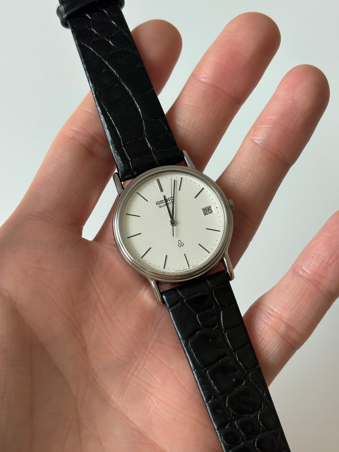 1980년대 Chariot 텍스쳐 다이얼 실버 쿼츠 남성  상품이미지2