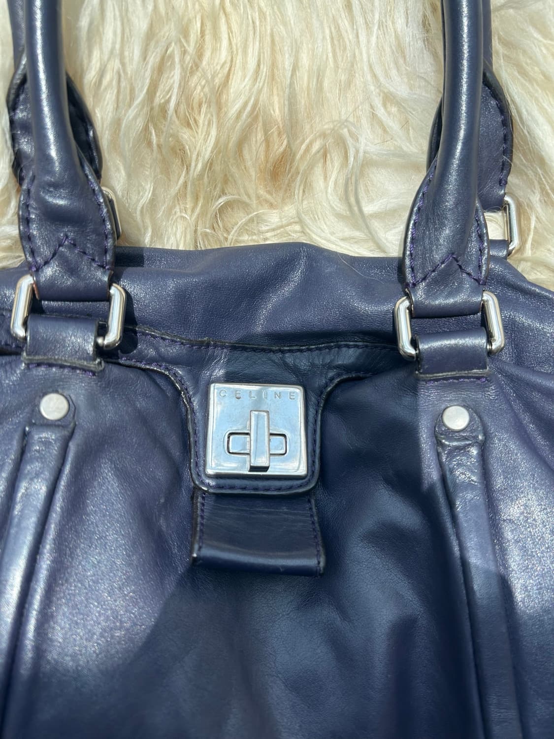 사장픽💙)) 올드 셀린느 블라종 레더 보스턴 숄더백  상품이미지3