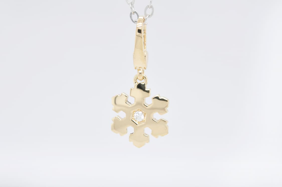 불가리 스노우플레이크 천연 다이아몬드 18K 옐로우골드 목걸이 펜던트 상품이미지3