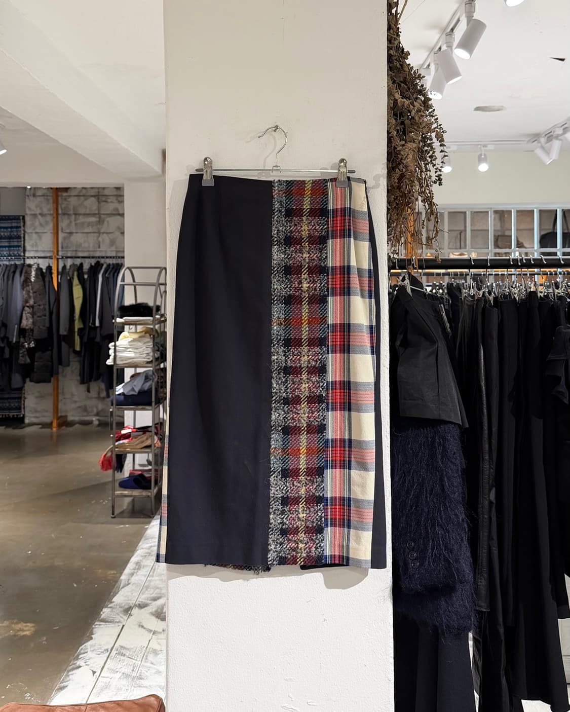 아크네스튜디오 네이비 체크 패치워크 스커트 상품이미지1