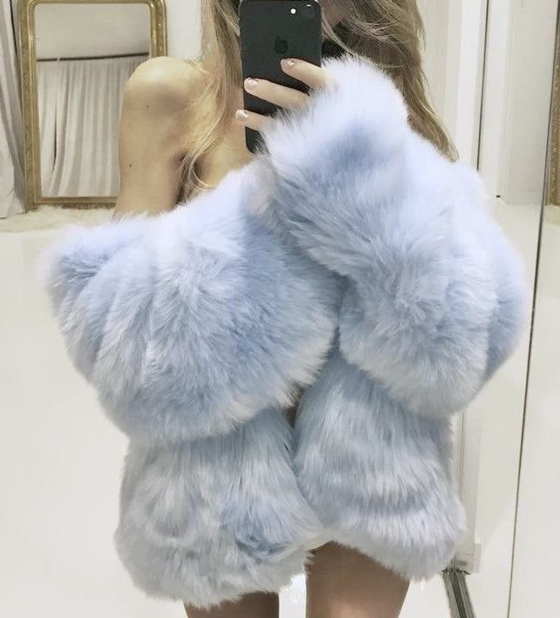 새상품)와이낫어스 퍼 집업 블루종 라이트블루 상품이미지3