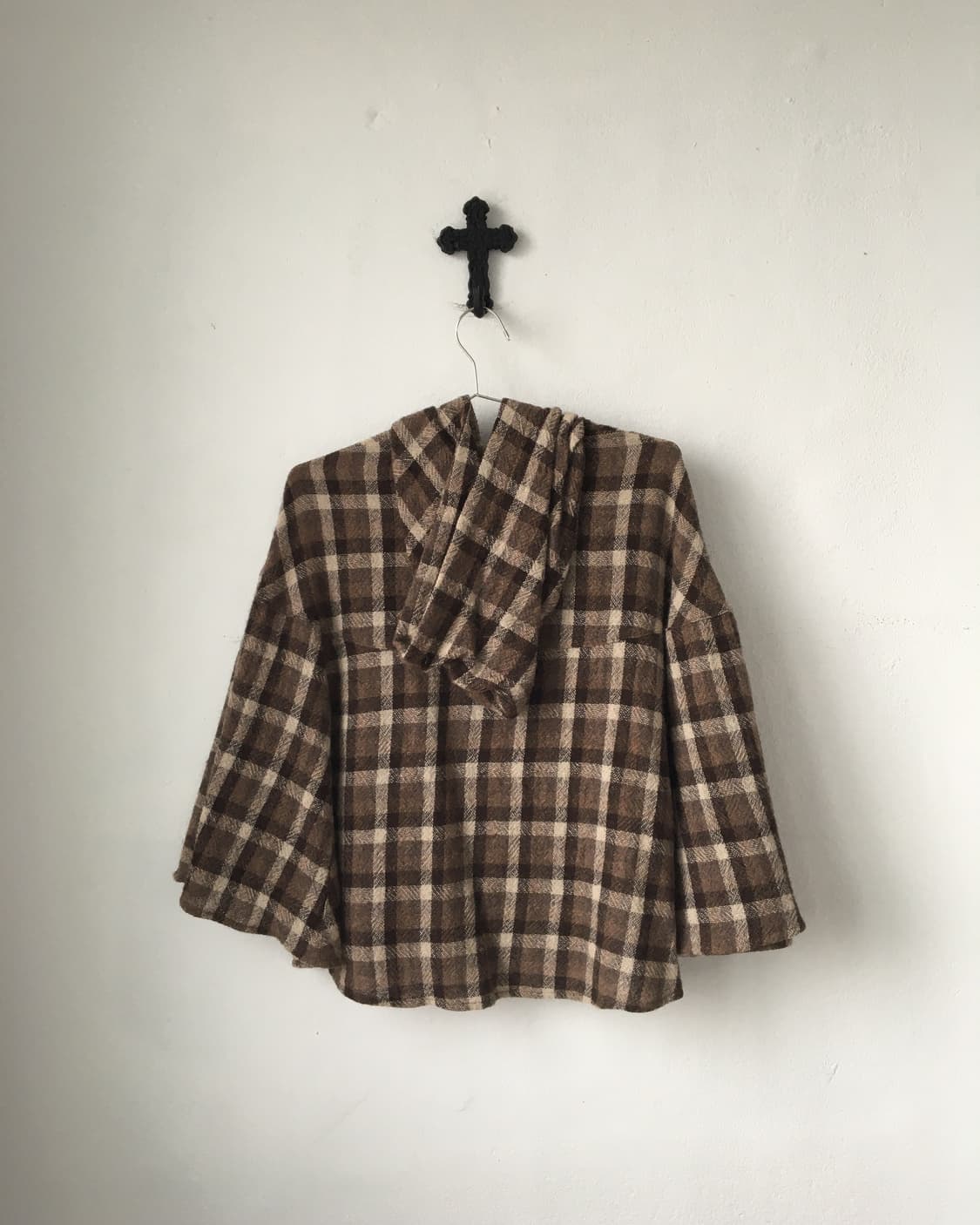Check pattern hood cape 상품이미지2