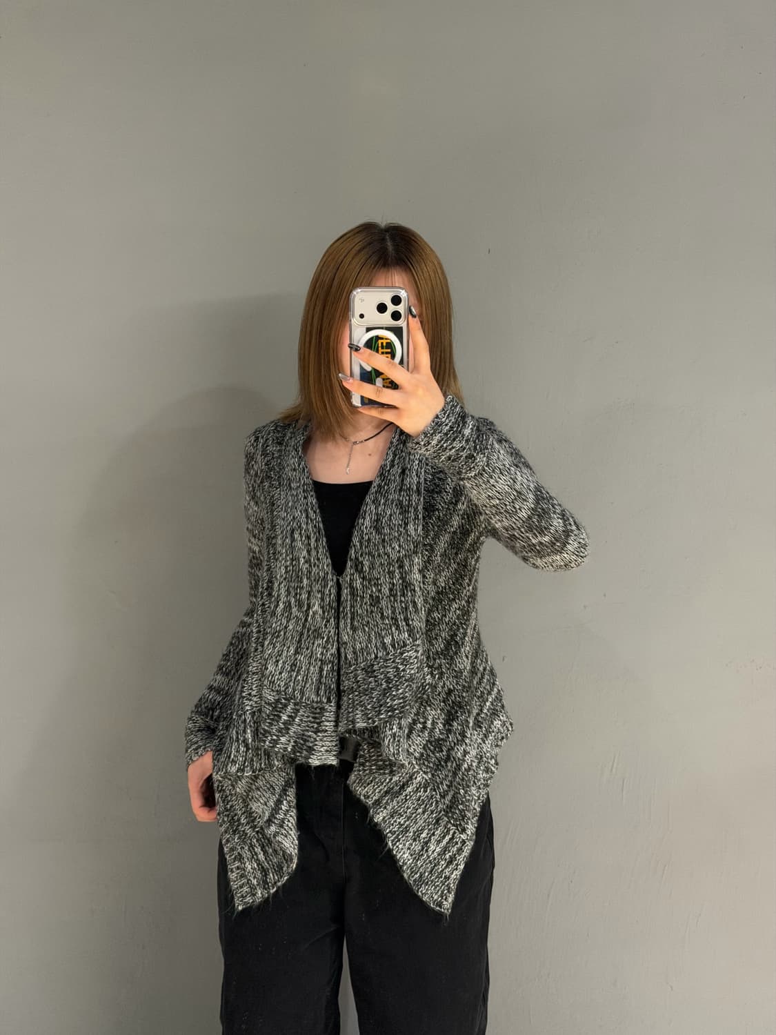 drape collar detail heather cardigan 상품이미지2