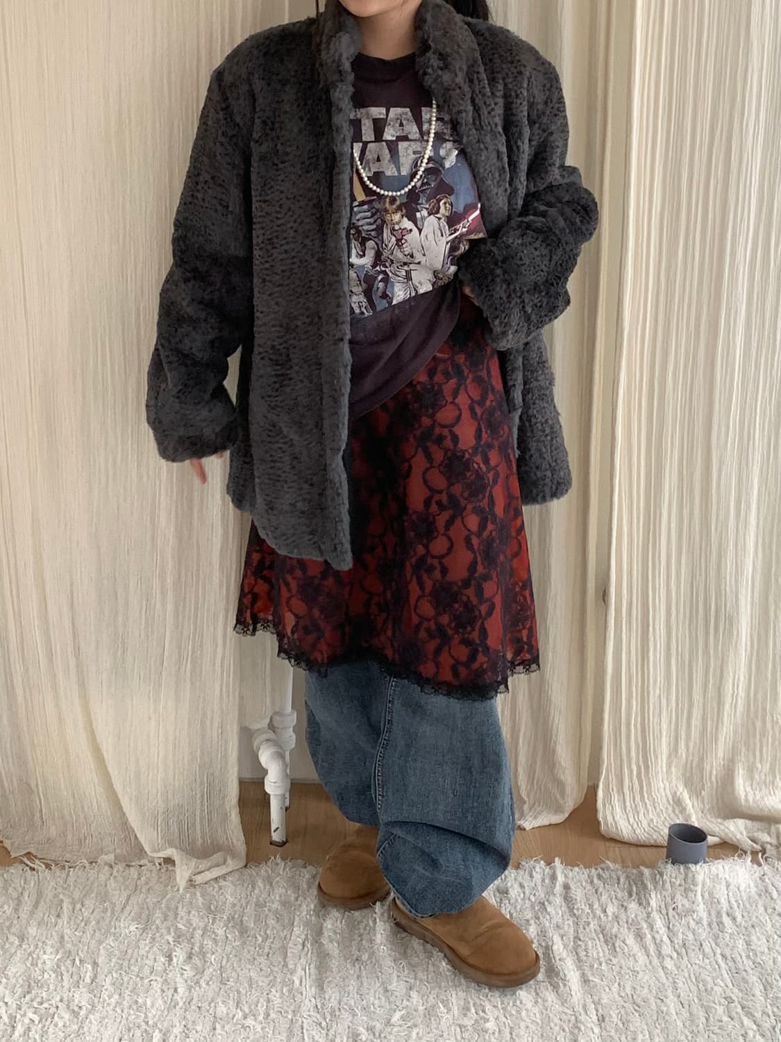 Gray rabbit fur coat 상품이미지2