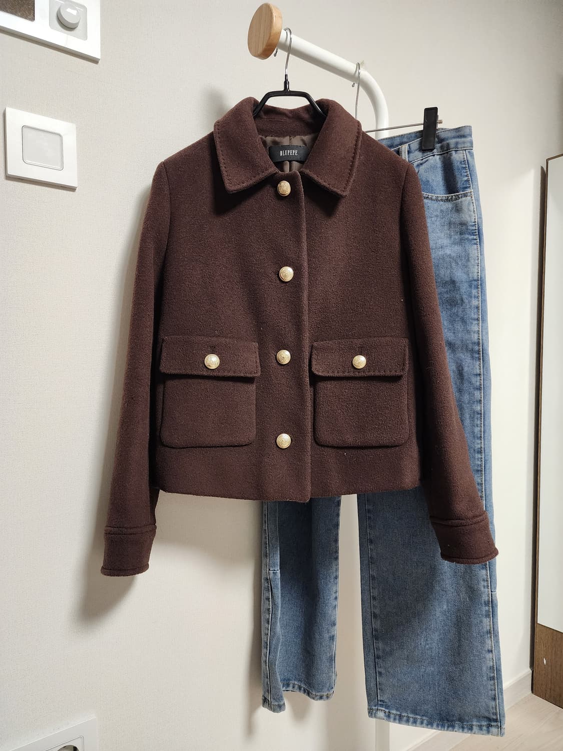 블루페페  브라운 크롭 자켓 상품이미지1