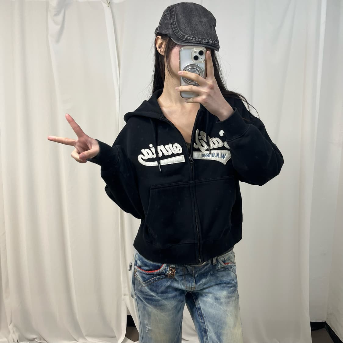 Who A U Black Hood Zip-up 상품이미지2