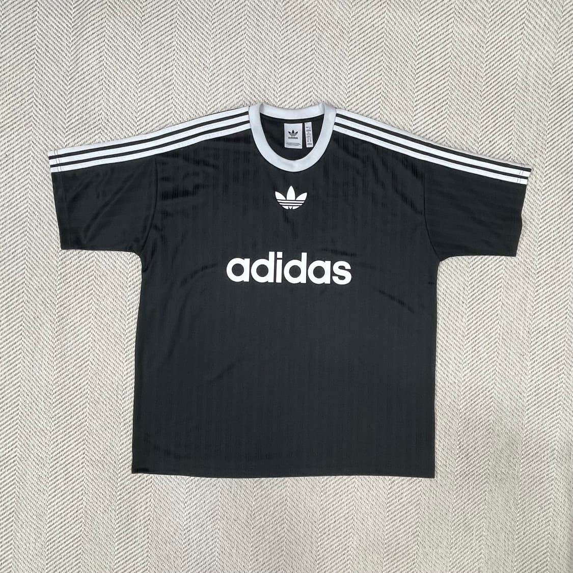 아디다스 블랙 삼선 져지 반팔티 3XL 상품이미지1