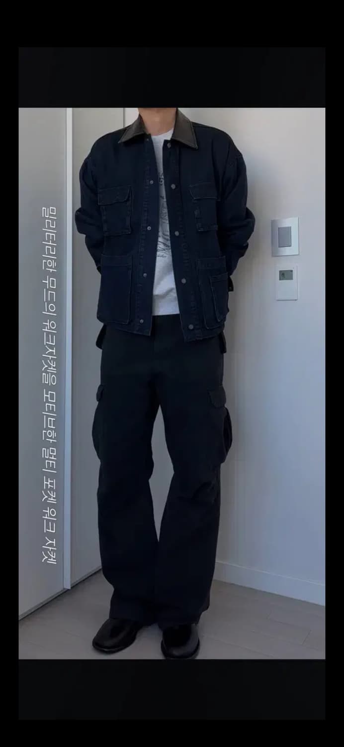 무료배송) 비슬로우 워시드 데님 멀티 포켓 워크자켓 인디고 L size 상품이미지3