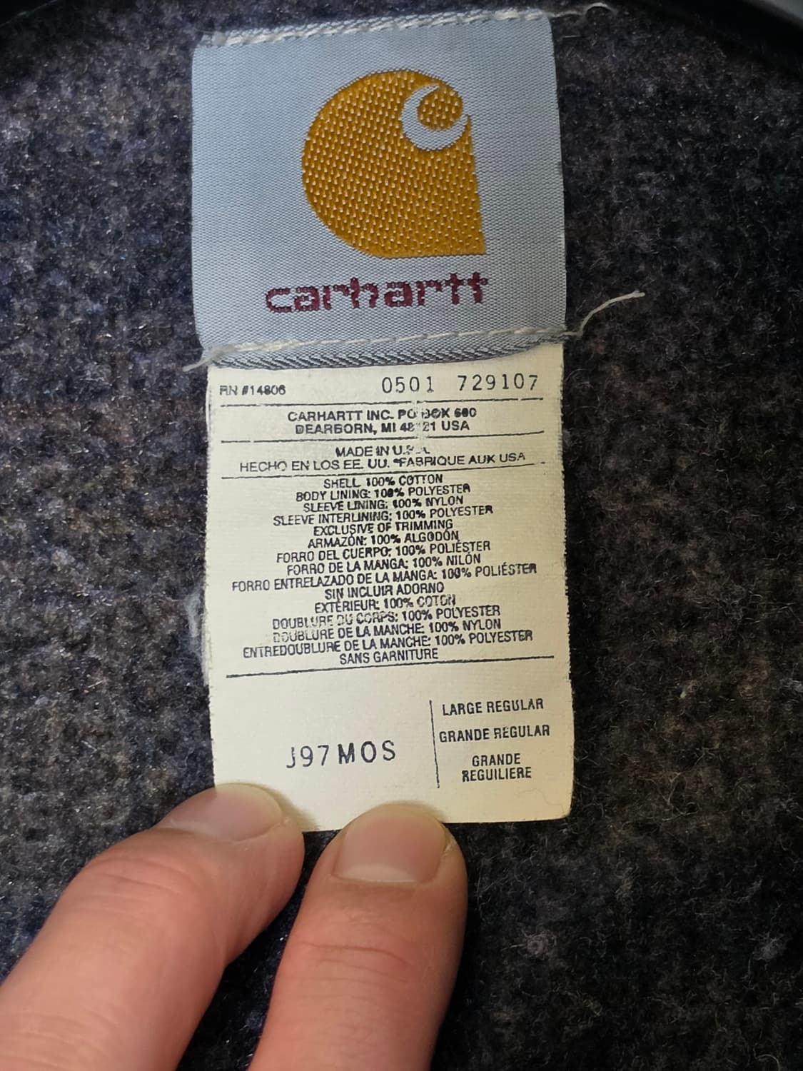 칼하트 디트로이트 j97 mos L size 상품이미지3