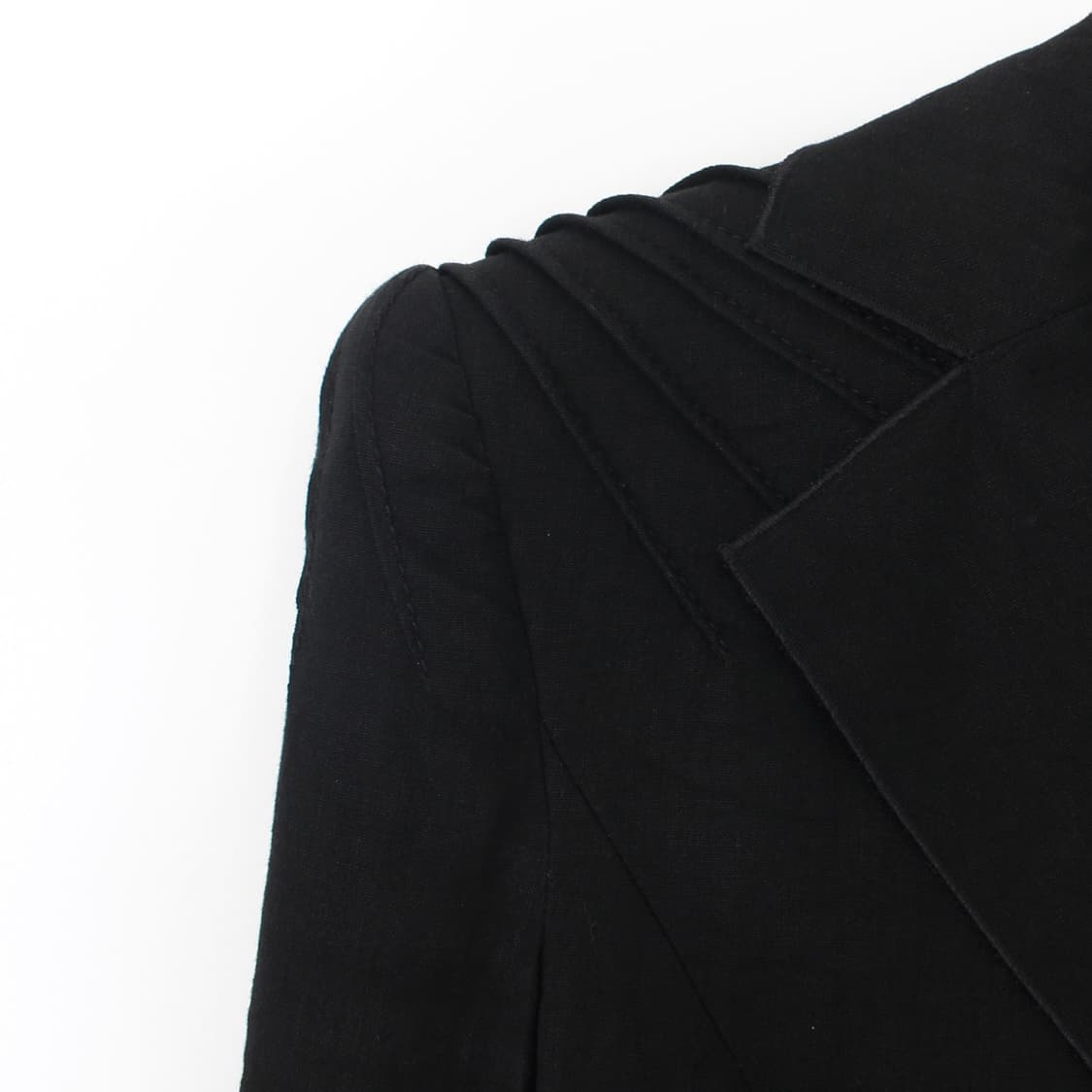 엠포리오 아르마니 ARMANI 빈티지 핀턱 자수 블랙 린넨 자켓 상품이미지3