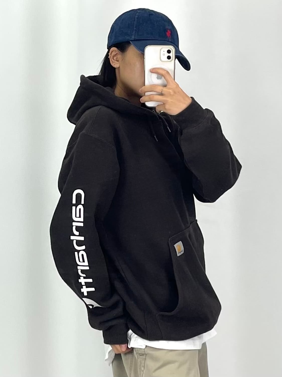 [L]CARHARTT 브라운 후드티셔츠 상품이미지3
