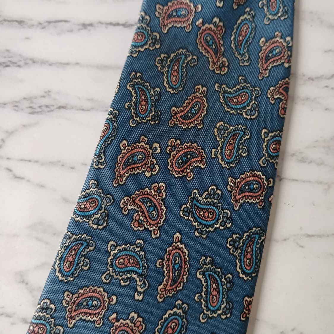 랑방 실크 네이비 페이즐리 넥타이 8.5cm A~B등급 E871 상품이미지9