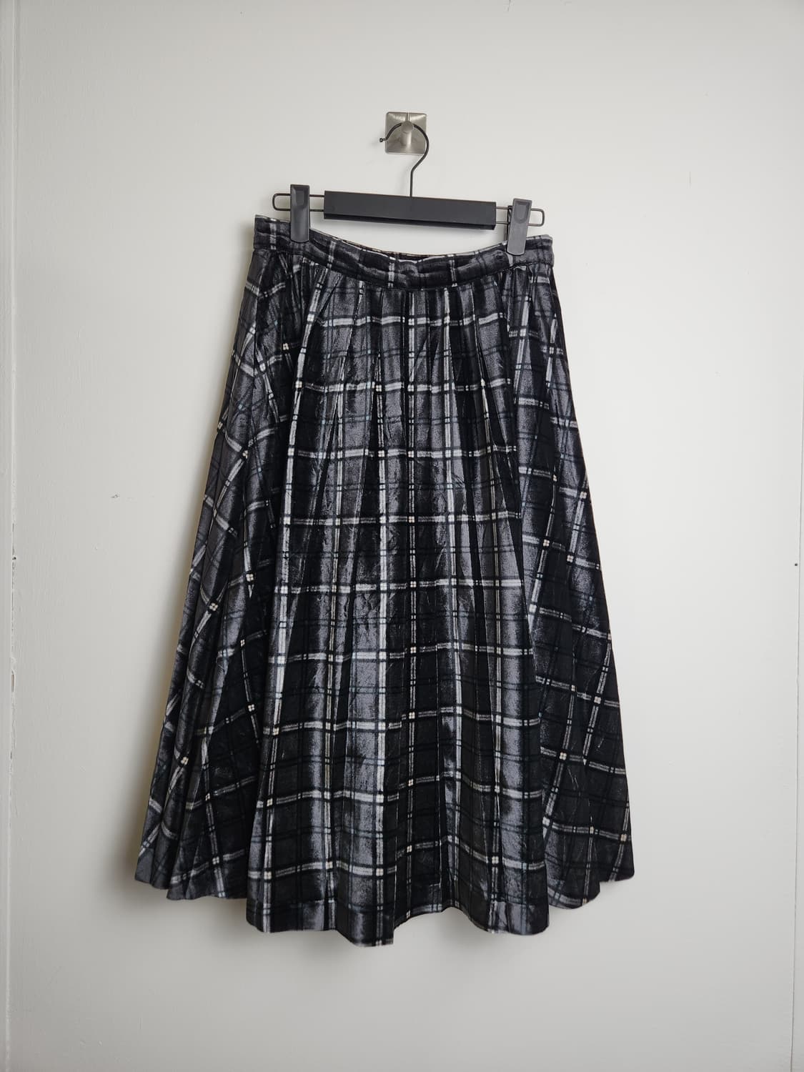 벨벳 체크 롱 스커트 상품이미지6