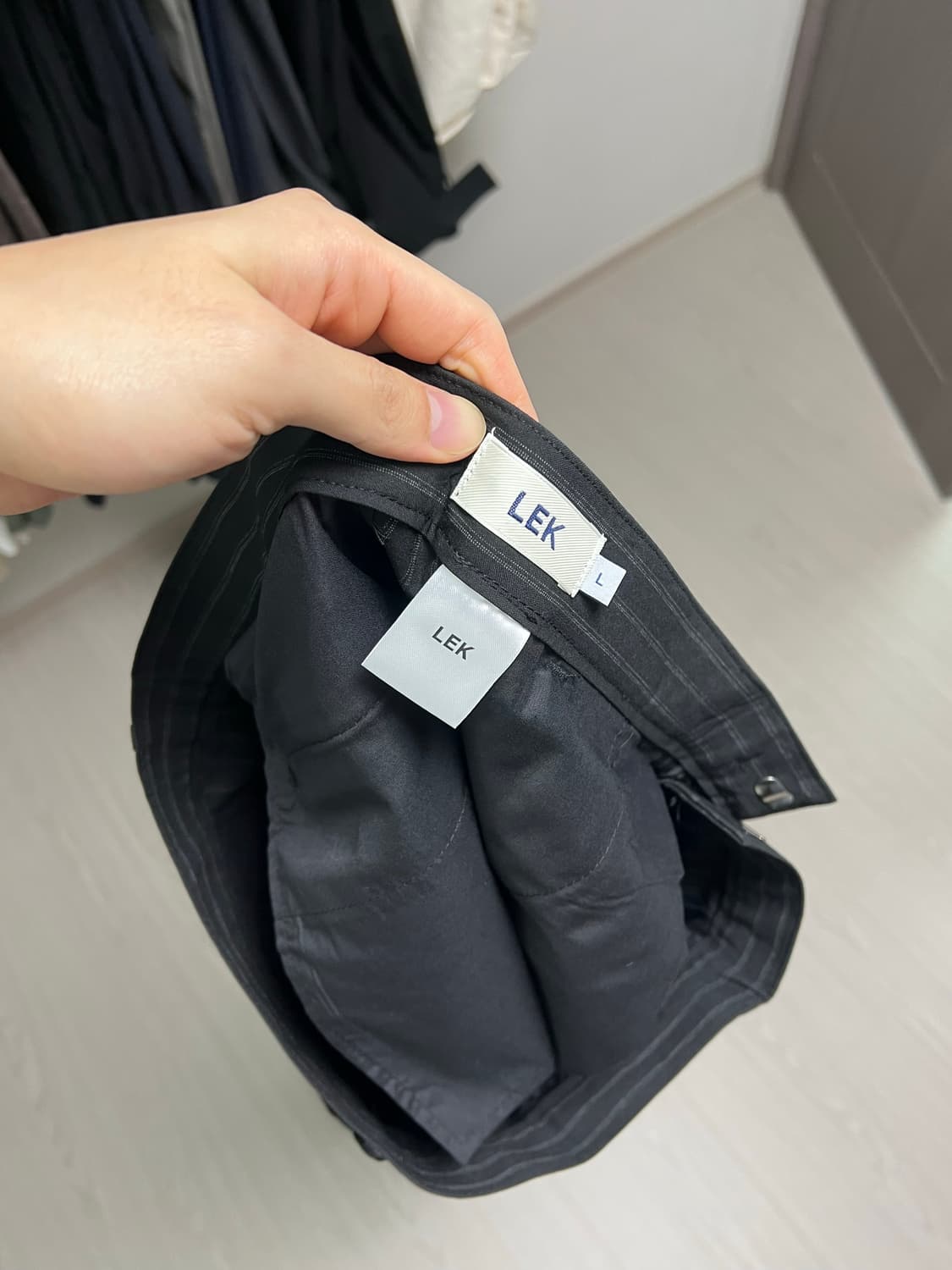 리키(leekie) 스트라이프 슬랙스 블랙 L 상품이미지4