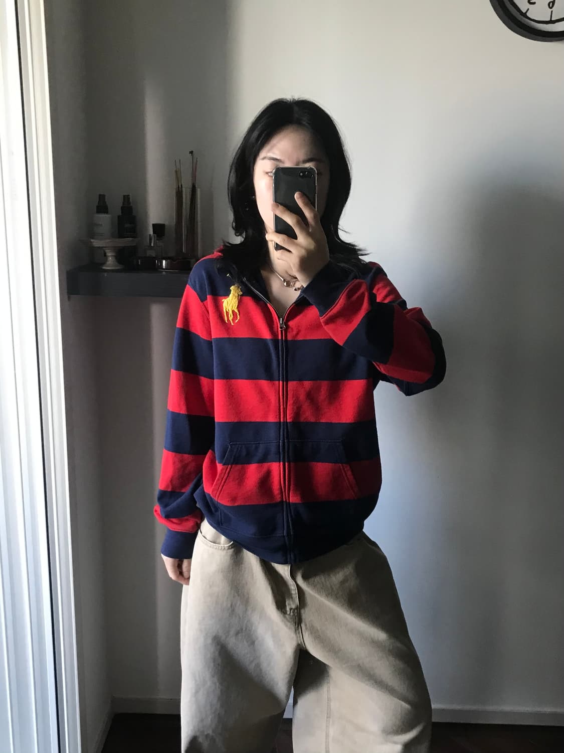 폴로 랄프로렌 빅포니로고 스트라이프 후드집업 상품이미지1