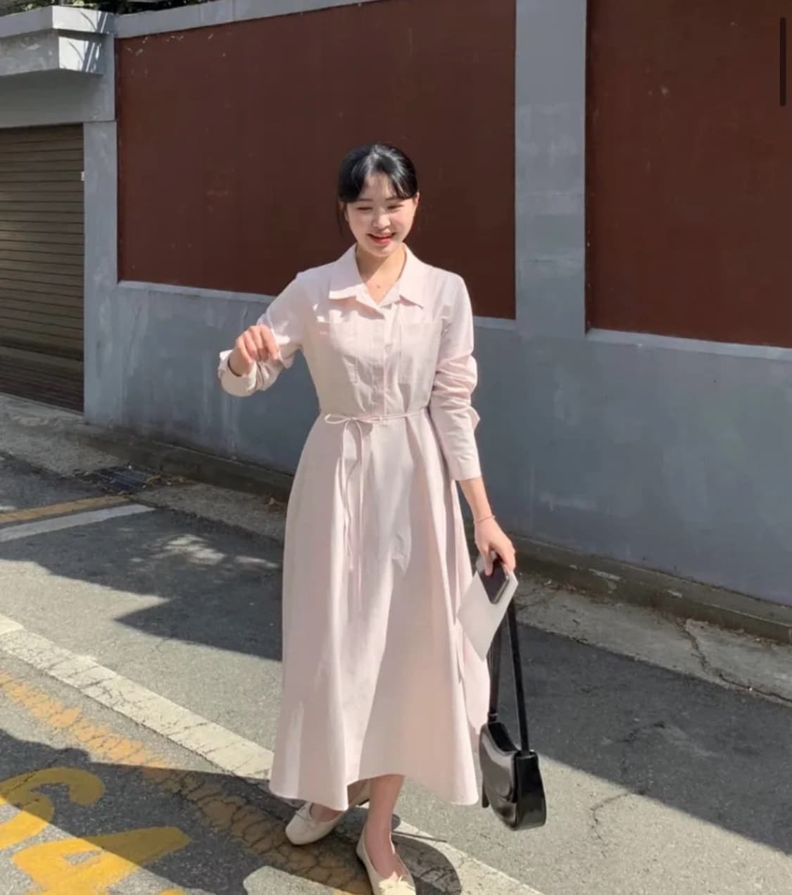 썸머어라운드 제작 셔츠 원피스 뮤트핑크 상품이미지1