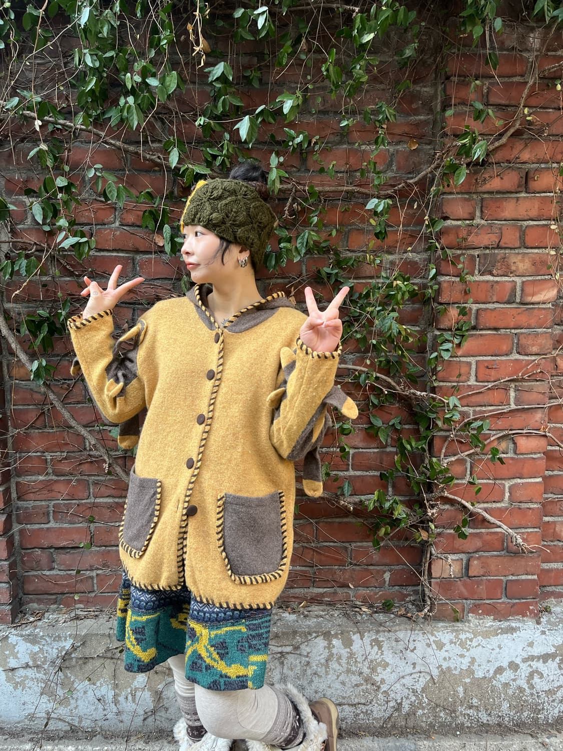 너구리 캐릭터 니트 가디건 상품이미지4