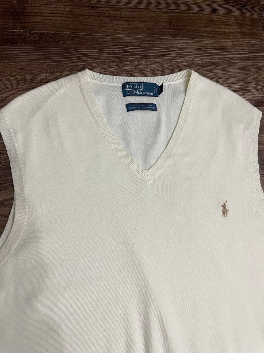 폴로 랄프로렌 피마코튼 니트 조끼 베스트 아이보리 상품이미지2