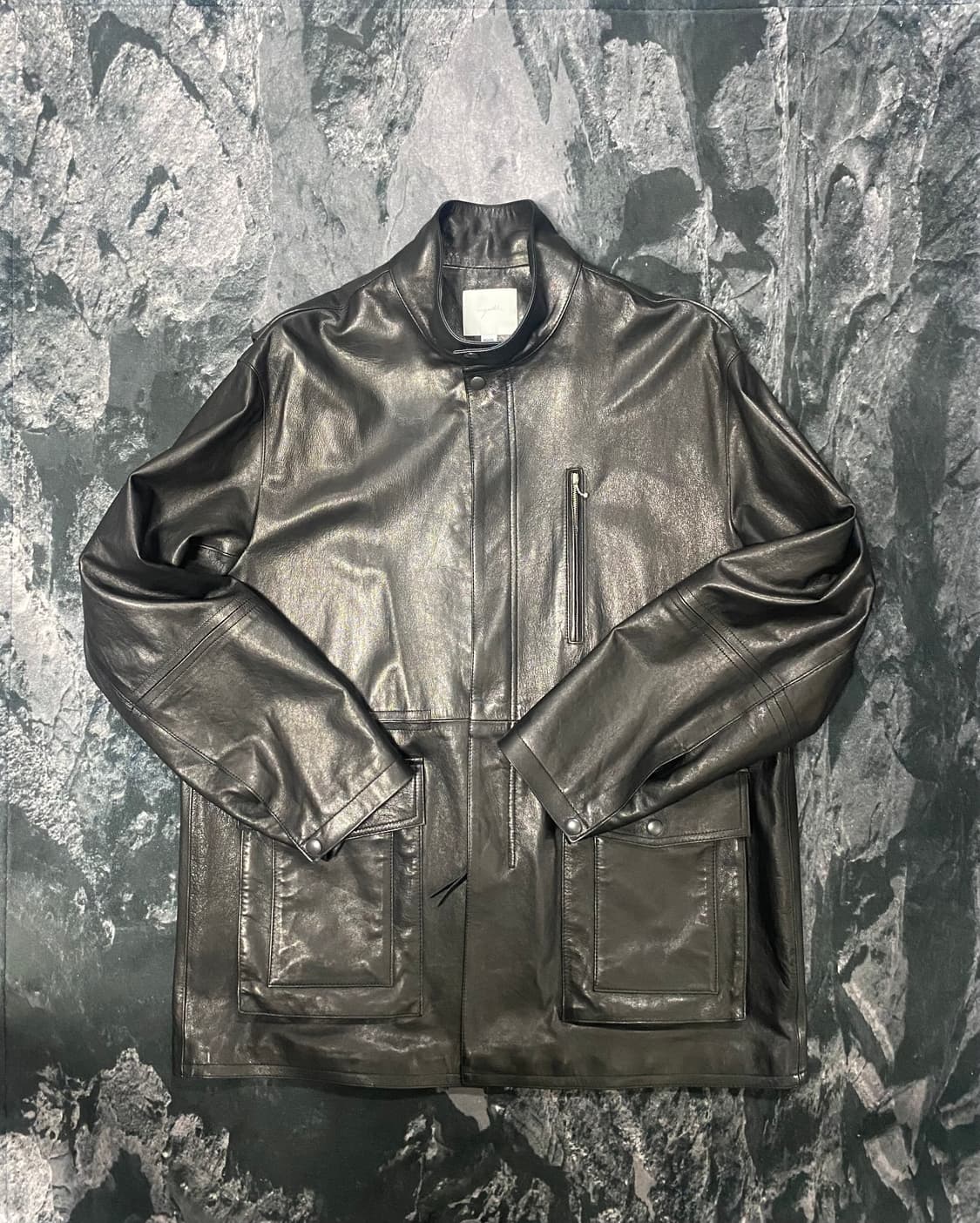 유스 하이넥 레더자켓 상품이미지1