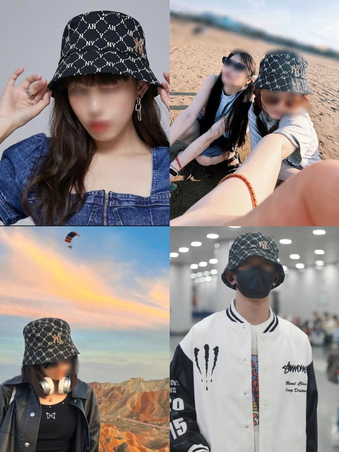 블랙 샴페인골드 레터링 벙거지 모자 버킷햇 상품이미지3