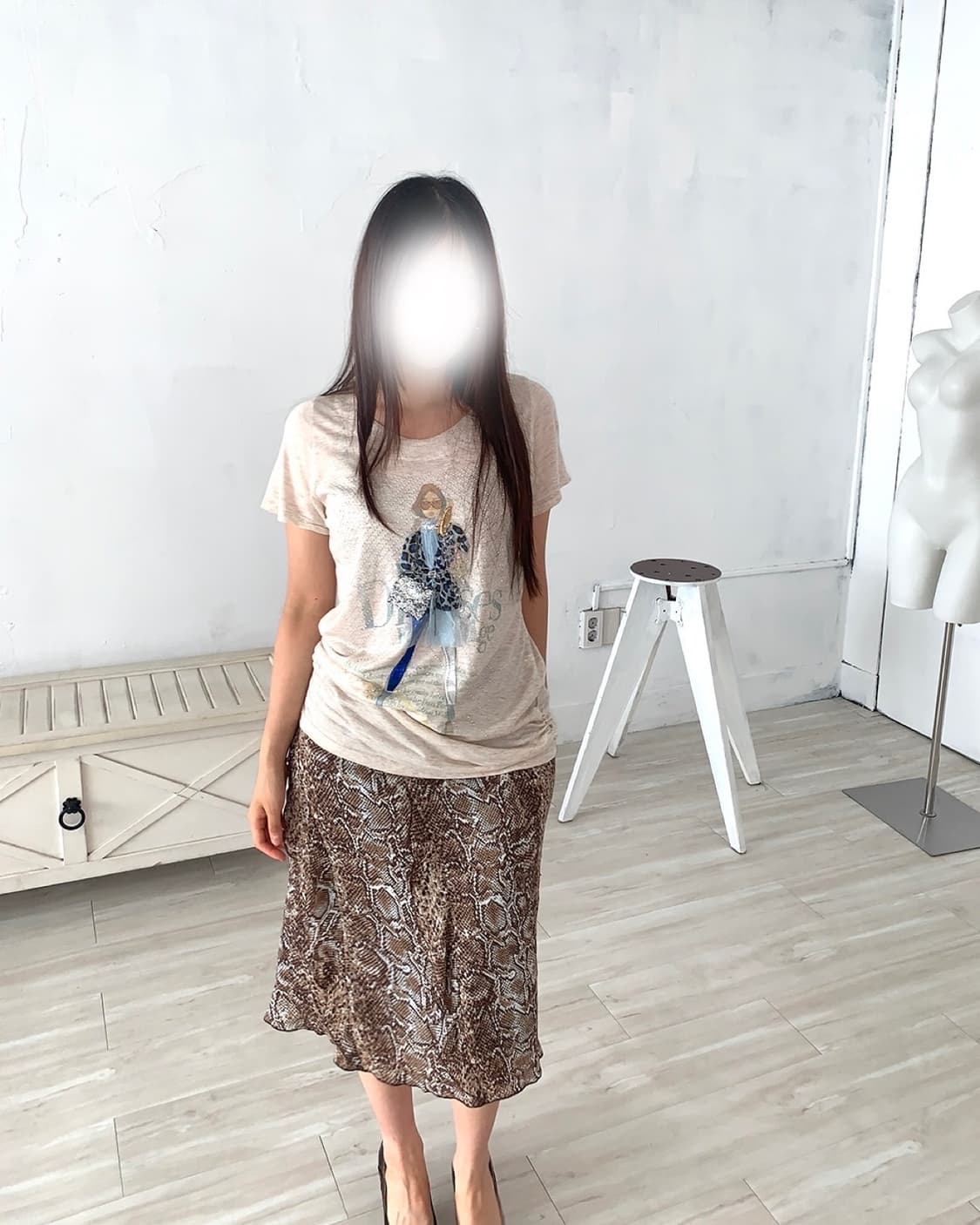 Ruffle Detail Python Midi Skirt 상품이미지2