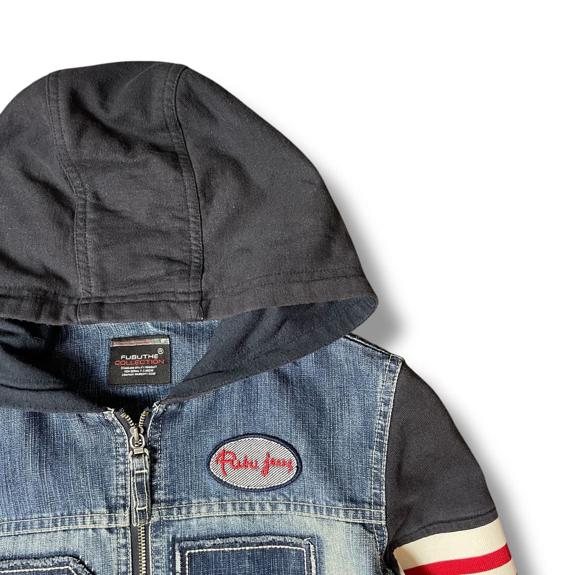 후부 빅로고 배색 후드 데님 자켓 S 상품이미지3