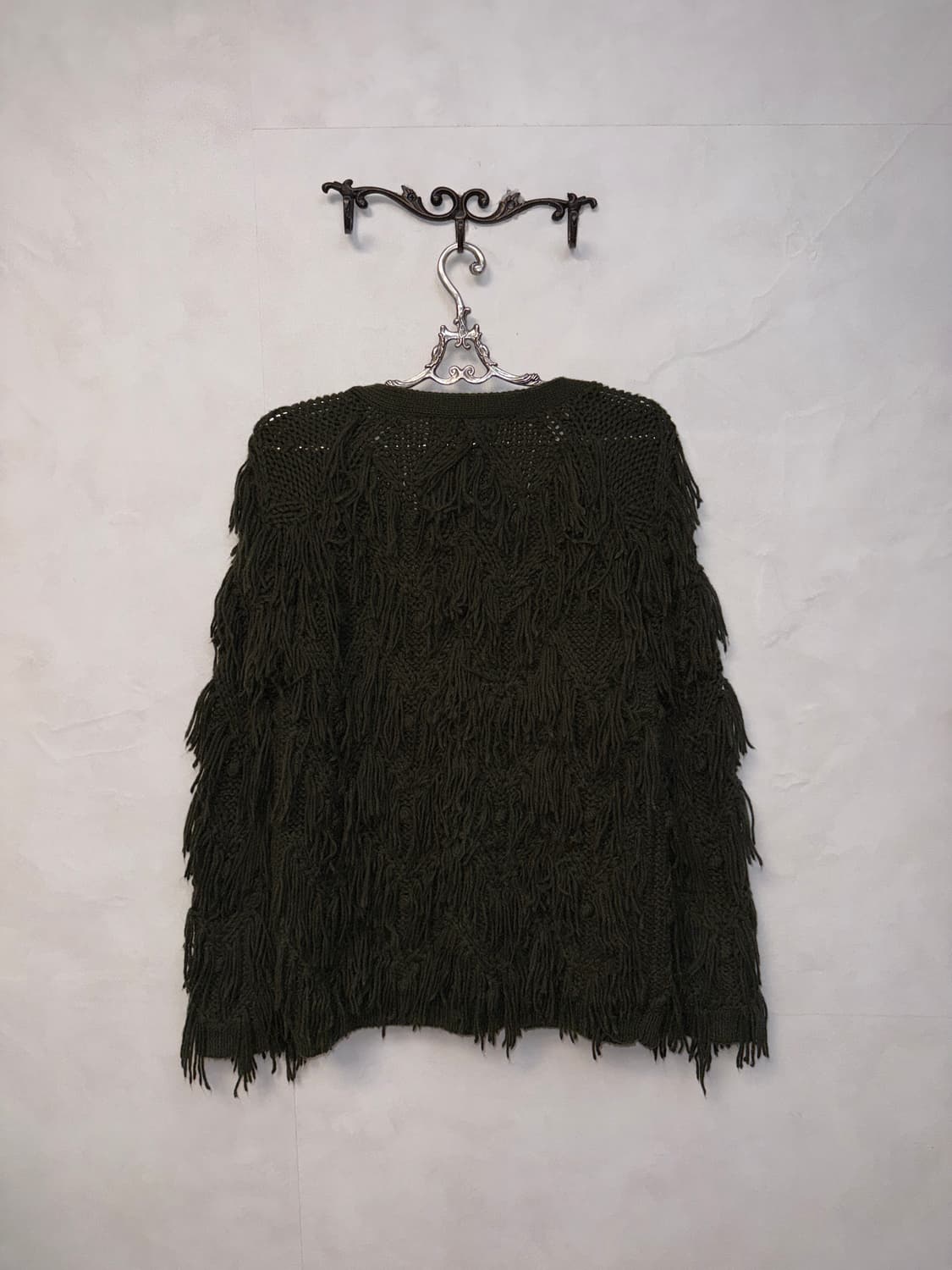 Deep khaki alpaca wool grunge fringe cd 상품이미지3