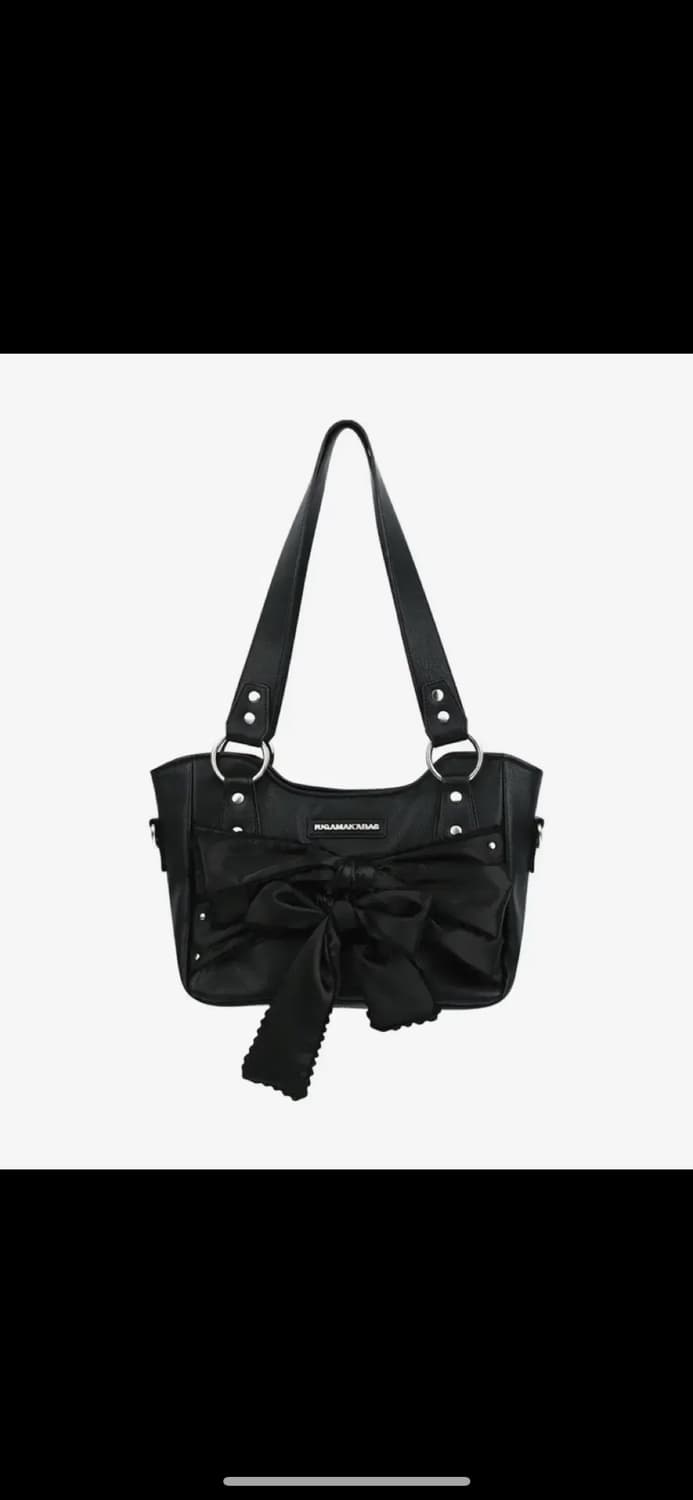 이우가마카라스 리본 레더 숄더백 상품이미지1