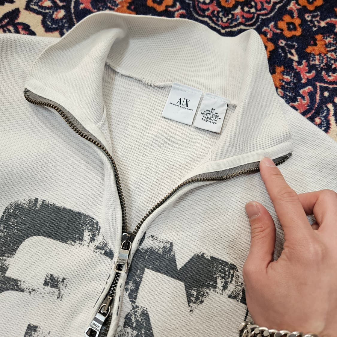 알마니익스체인지  Y2k 프린팅 하이넥 집업 자켓 M 상품이미지6