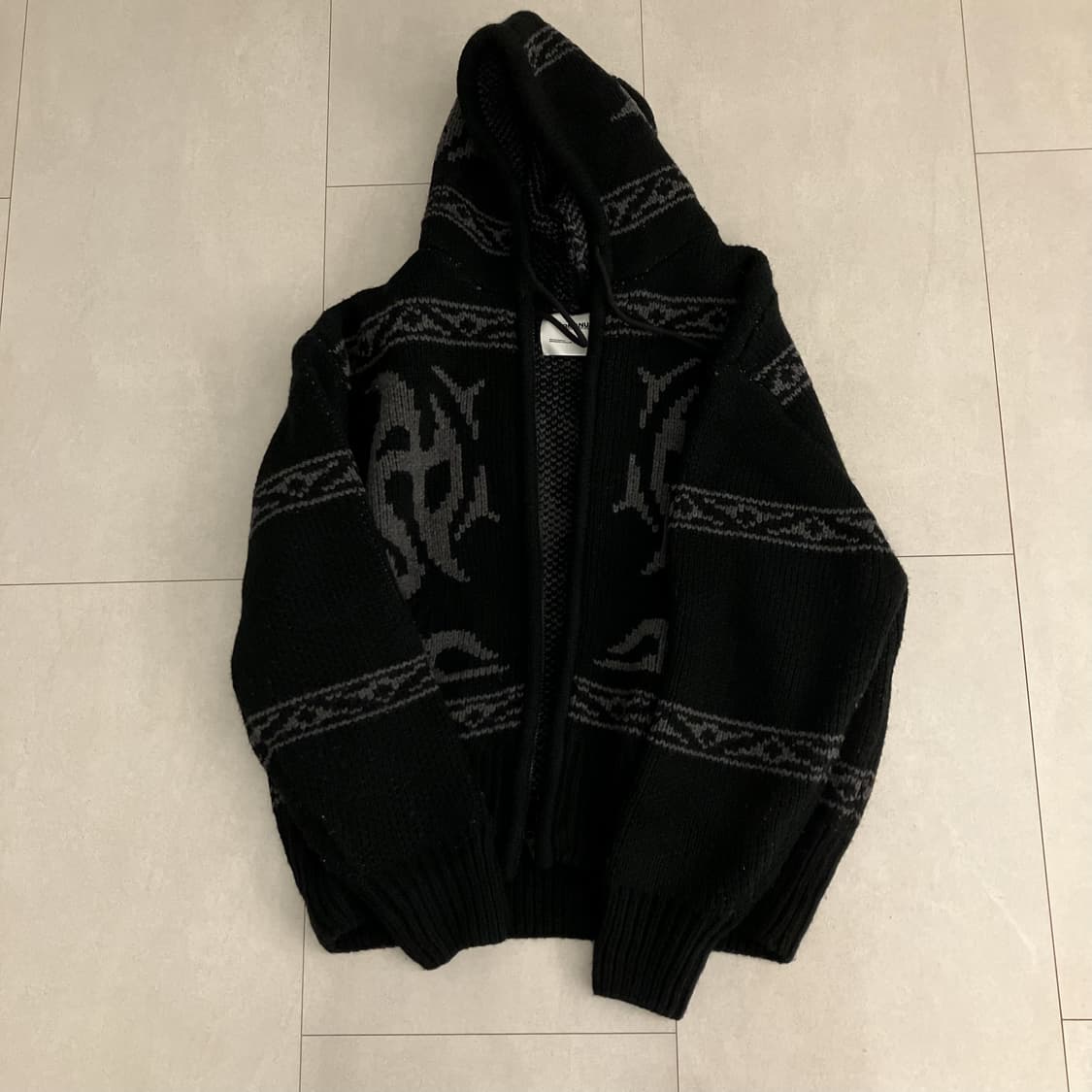 노매뉴얼 후드 니트 가디건 블랙 M 상품이미지1