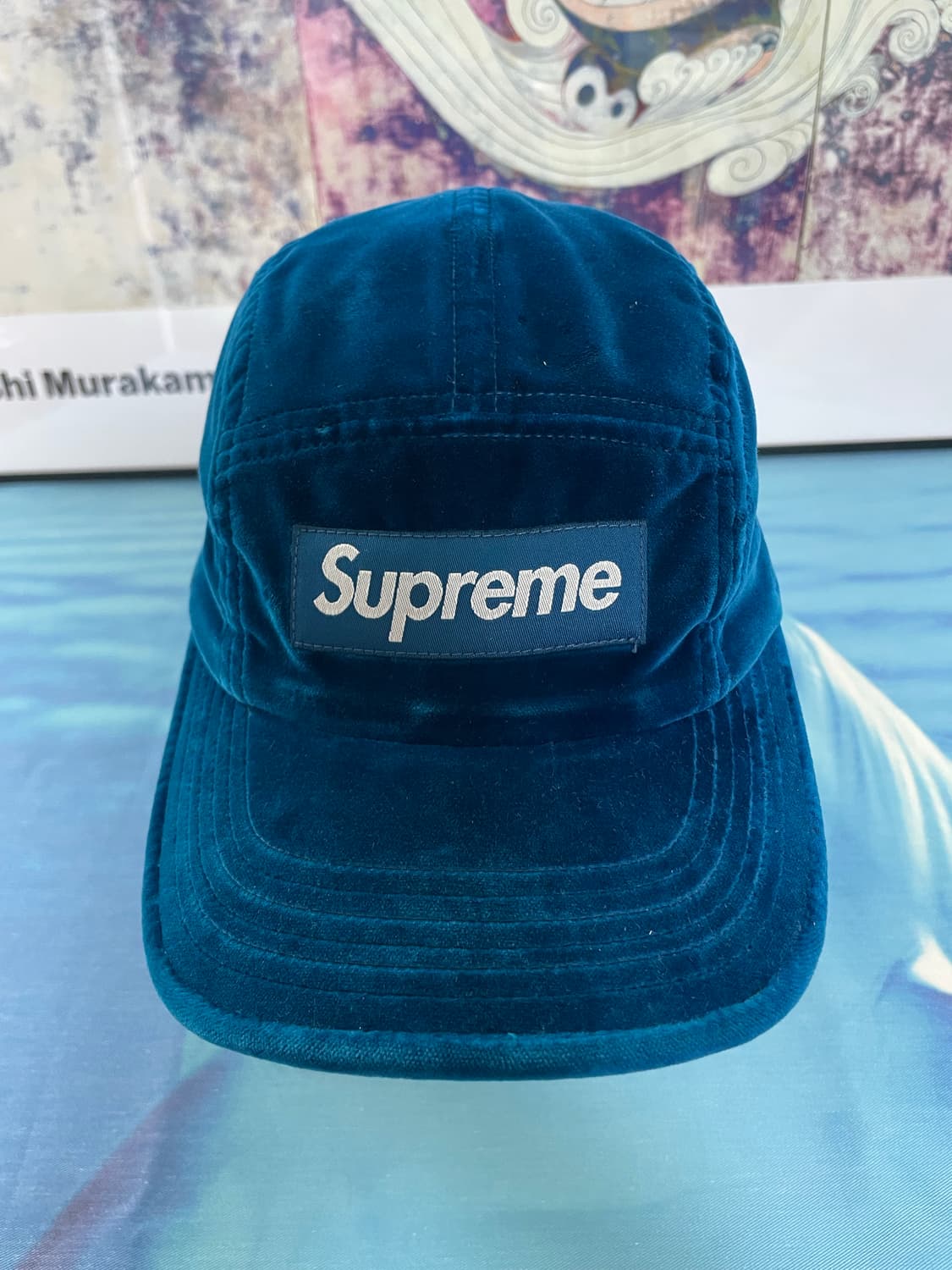 [OS] 슈프림 벨벳 캠프캡 블루 상품이미지1