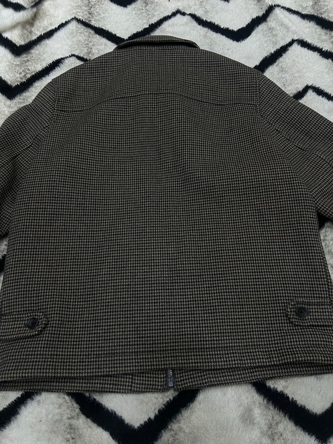 [L]유니클로 하운드투스 체크 울 블루종/브라운 상품이미지3