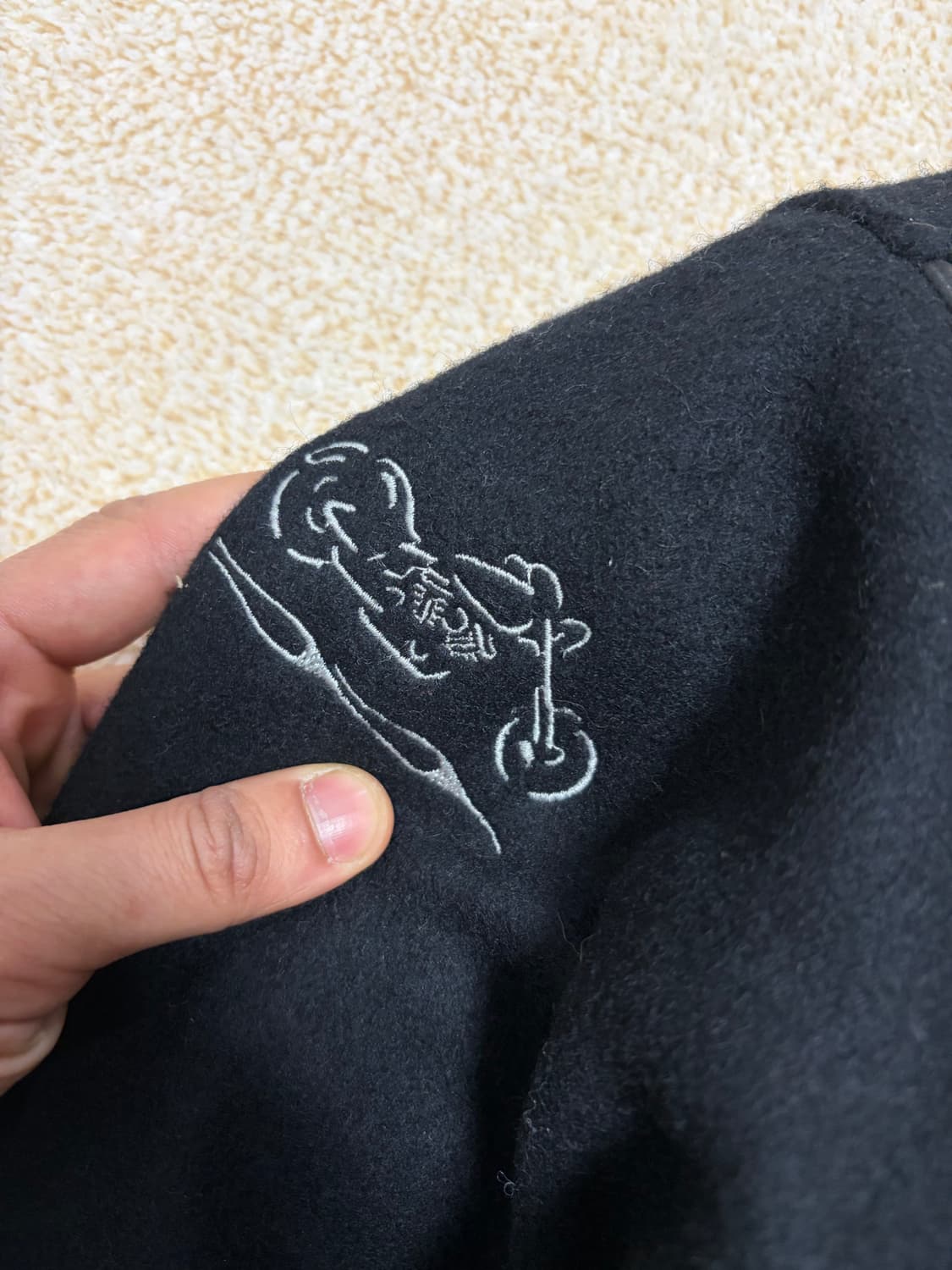 L) 90s 골든베어 x BIKER TRASH 레더쉘 바시티 자켓 상품이미지4