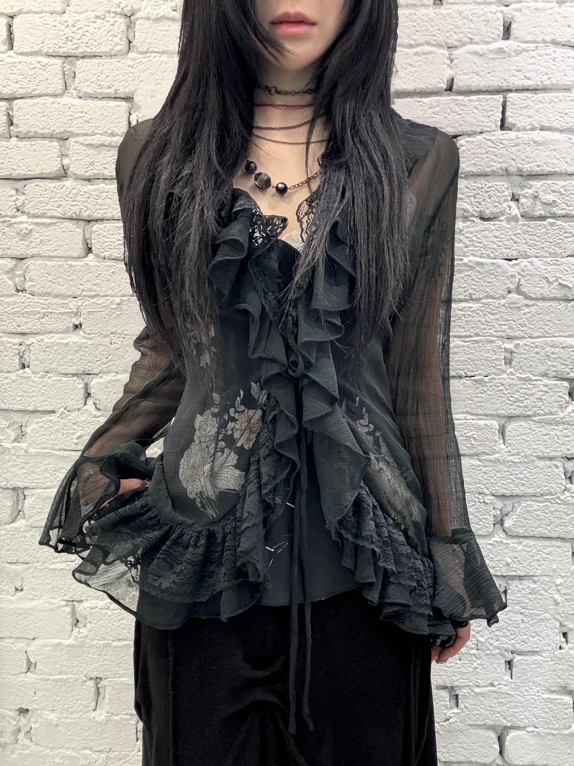 Romantic Archive Sheer Lace Ruffle Tie B 상품이미지4