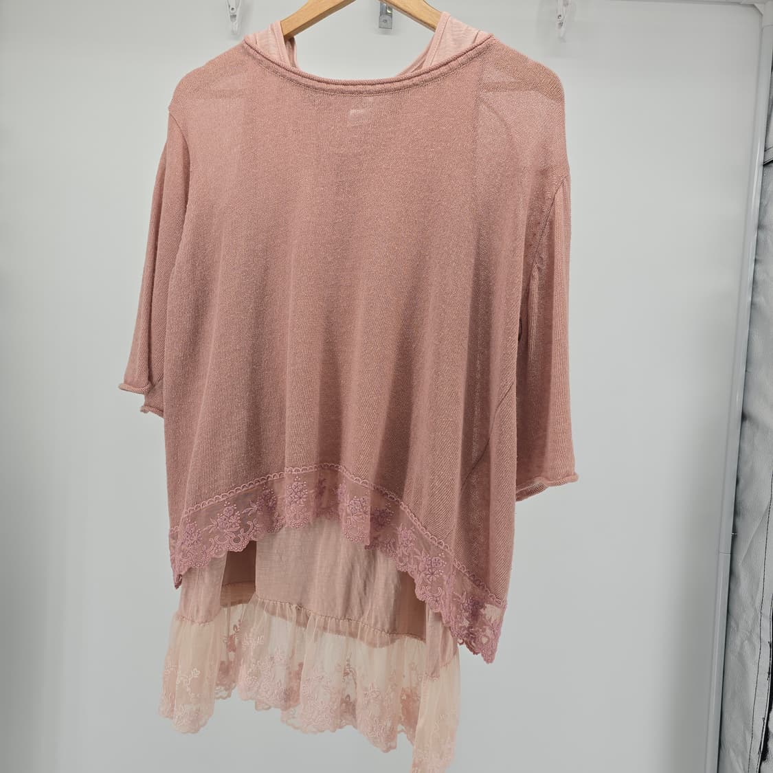 레이스 핑크 상의/원피스 레이어드 코디 세트   상품이미지6