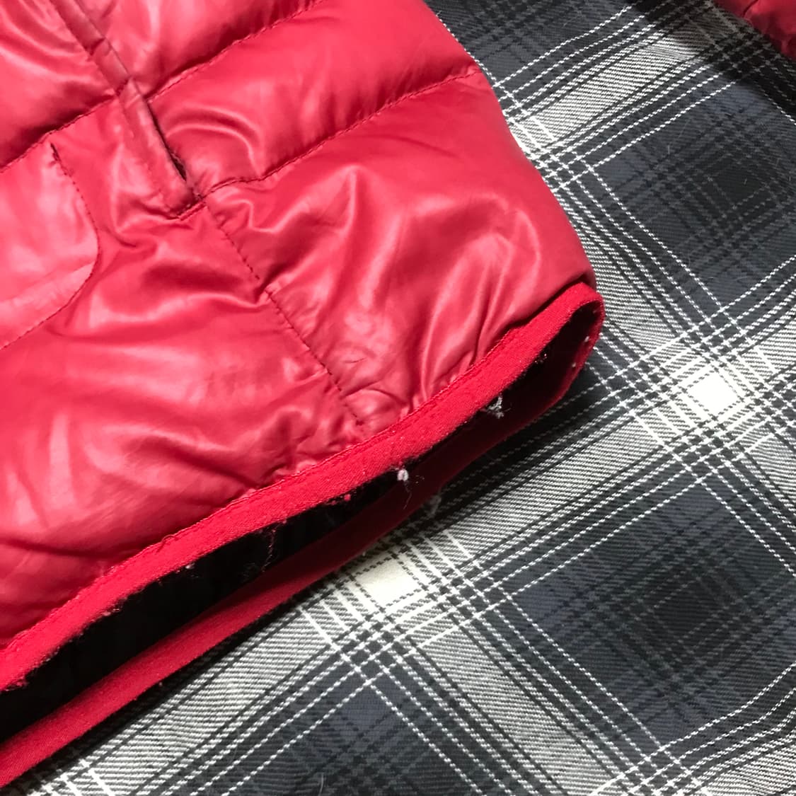 90s 재팬 딥레드 경량 덕 다운 쇼트 패딩 상품이미지4